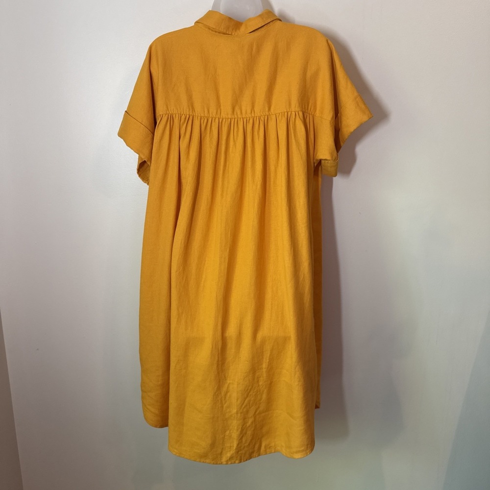 Ophelia Roe Button Up Shirt Dress Womens Size XL Linen Yellow Casual Flowy NWT - Picture 9 of 9